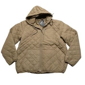 Mack Russo Bomber Jacket Mens XL Beige Quilted Hooded Insulated Puffer Coat